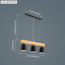 Nordic modern wood pendant light with metal lampshade for kitchen