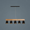 Nordic modern wood pendant light with metal lampshade for kitchen