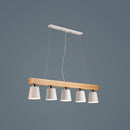 Nordic modern wood pendant light with metal lampshade for kitchen