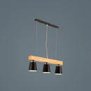 Nordic modern wood pendant light with metal lampshade for kitchen