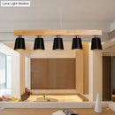 Nordic modern wood pendant light with metal lampshade for kitchen
