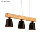 Nordic modern wood pendant light with metal lampshade for kitchen