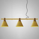DecorBites™ Nordic Style Adjustable Hanging Pendant Light with 3 Conical Metal Shades in Wood