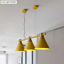 DecorBites™ Nordic Style Adjustable Hanging Pendant Light with 3 Conical Metal Shades in Wood