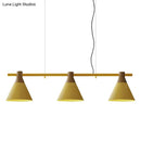 DecorBites™ Nordic Style Adjustable Hanging Pendant Light with 3 Conical Metal Shades in Wood