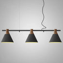 DecorBites™ Nordic Style Adjustable Hanging Pendant Light with 3 Conical Metal Shades in Wood