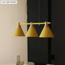 DecorBites™ Nordic Style Adjustable Hanging Pendant Light with 3 Conical Metal Shades in Wood
