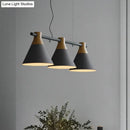 DecorBites™ Nordic Style Adjustable Hanging Pendant Light with 3 Conical Metal Shades in Wood