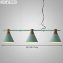 DecorBites™ Nordic Style Adjustable Hanging Pendant Light with 3 Conical Metal Shades in Wood
