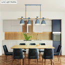 Modern gray and wood linear pendant island light kitchen fixture