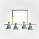 Modern gray and wood linear pendant island light kitchen fixture