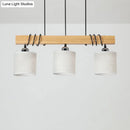 Modern wood and white fabric led hanging light dining room 3-light