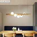 DecorBites™ Nordic Wood Island Pendant with Globe Glass Light for Dining Room in Beige