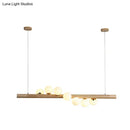 DecorBites™ Nordic Wood Island Pendant with Globe Glass Light for Dining Room in Beige