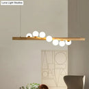 DecorBites™ Nordic Wood Island Pendant with Globe Glass Light for Dining Room in Beige
