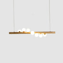 DecorBites™ Nordic Wood Island Pendant with Globe Glass Light for Dining Room in Beige