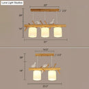 DecorBites™ Nordic Wood Pendant Light with Opal Glass Cylinder and Resin Bird Decor