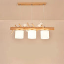 DecorBites™ Nordic Wood Pendant Light with Opal Glass Cylinder and Resin Bird Decor