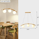DecorBites™ Nordic Wooden 3-Head Pendant Light with White Glass Shades - Arc Island Ceiling Lamp for Dining Room