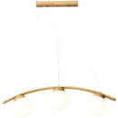 DecorBites™ Nordic Wooden 3-Head Pendant Light with White Glass Shades - Arc Island Ceiling Lamp for Dining Room