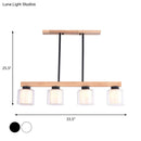 Nordic wooden linear pendant with glass shades for dining room