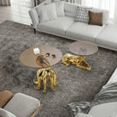 Decorbites octopus glass gold resin side table living room accent