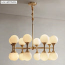 DecorBites™ Opal Glass Chandelier Light with 12/16 Brass Globe Heads – Postmodern Ceiling Hanging Lamp