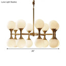 DecorBites™ Opal Glass Chandelier Light with 12/16 Brass Globe Heads – Postmodern Ceiling Hanging Lamp