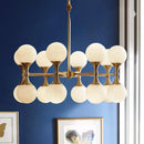 DecorBites™ Opal Glass Chandelier Light with 12/16 Brass Globe Heads – Postmodern Ceiling Hanging Lamp