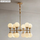 DecorBites™ Opal Glass Chandelier Light with 12/16 Brass Globe Heads – Postmodern Ceiling Hanging Lamp