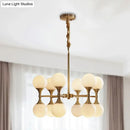 DecorBites™ Opal Glass Chandelier Light with 12/16 Brass Globe Heads – Postmodern Ceiling Hanging Lamp