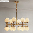 DecorBites™ Opal Glass Chandelier Light with 12/16 Brass Globe Heads – Postmodern Ceiling Hanging Lamp