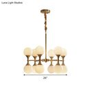 DecorBites™ Opal Glass Chandelier Light with 12/16 Brass Globe Heads – Postmodern Ceiling Hanging Lamp