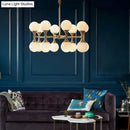 DecorBites™ Opal Glass Chandelier Light with 12/16 Brass Globe Heads – Postmodern Ceiling Hanging Lamp