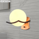 DecorBites™ Opal Glass Globe Wall Sconce Nordic Single Bulb Lighting Fixture - Elegant Wood Design for Living Room
