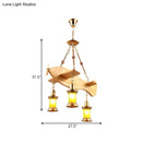 DecorBites™ Orange Glass Island Pendant Light w/ Fish/Guitar Design - Farm Gold Kerosene Hanging Lamp Kit