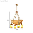 DecorBites™ Orange Glass Island Pendant Light w/ Fish/Guitar Design - Farm Gold Kerosene Hanging Lamp Kit