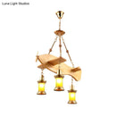 DecorBites™ Orange Glass Island Pendant Light w/ Fish/Guitar Design - Farm Gold Kerosene Hanging Lamp Kit