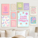 DecorBites™ Pastel Smiley Flower Canvas Wall Art