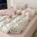 DecorBites™ Pink Floral Bedding Set - Queen Size