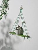 DecorBites™ Pink/Green Wooden Wall Shelf for Kids Room