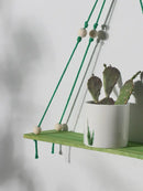 DecorBites™ Pink/Green Wooden Wall Shelf for Kids Room