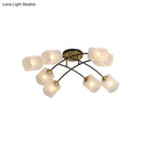 DecorBites™ Post Modern Brass Ceiling Light with Frosted Glass - 6/8-Light Flush Mount