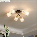 DecorBites™ Post Modern Brass Ceiling Light with Frosted Glass - 6/8-Light Flush Mount