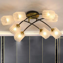 DecorBites™ Post Modern Brass Ceiling Light with Frosted Glass - 6/8-Light Flush Mount