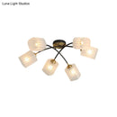 DecorBites™ Post Modern Brass Ceiling Light with Frosted Glass - 6/8-Light Flush Mount