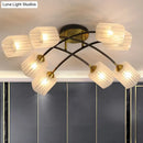 DecorBites™ Post Modern Brass Ceiling Light with Frosted Glass - 6/8-Light Flush Mount