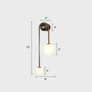 DecorBites™ Postmodern Brass Arc Wall Sconce Light with Opal Glass Shade - 2-Head Metal Design
