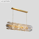 DecorBites™ Postmodern Brass Pendant Lamp with Crystal Hexagon Shade for Restaurant Lighting - 18 Bulbs Island Fixture
