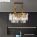 DecorBites™ Postmodern Clear Crystal Rod Pendant Light for Dining Room in Brass Finish